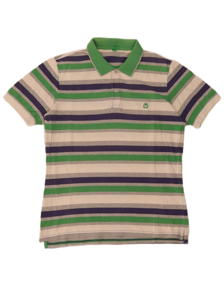 Camisa polo masculina Benetton média listrada multicolorida