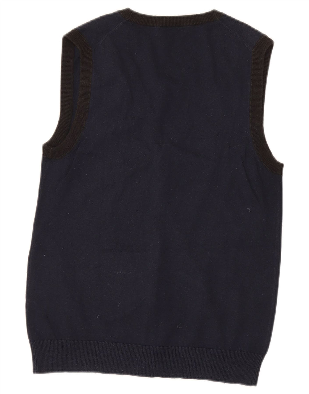 Suéter cardigã masculino sem mangas Gas médio algodão azul marinho
