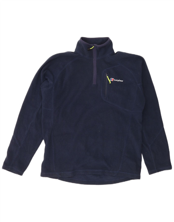 Berghaus Suéter masculino de lã com zíper e gola grande poliéster azul marinho