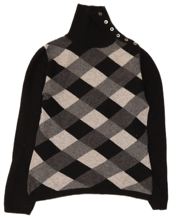 Suéter feminino Max Mara com gola redonda e botão de fim de semana Reino Unido 12 médio preto