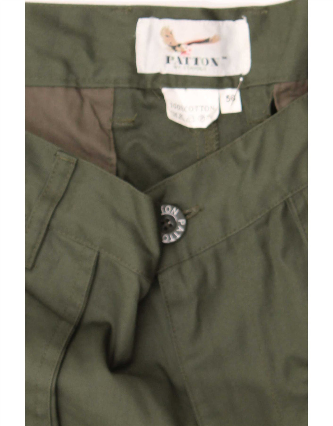 Calça cargo masculina reta Patton W38 L27 algodão cáqui