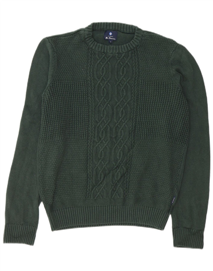 Suéter masculino Ben Sherman com gola redonda, algodão verde médio