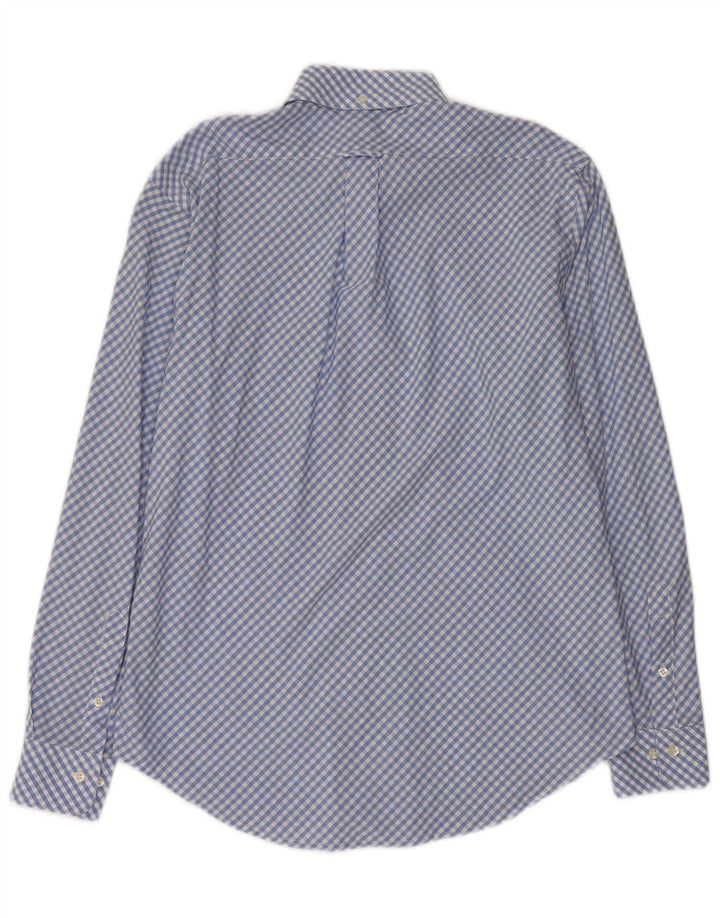 Camisa masculina HENRY COTTONS tamanho 40 algodão guingão azul médio