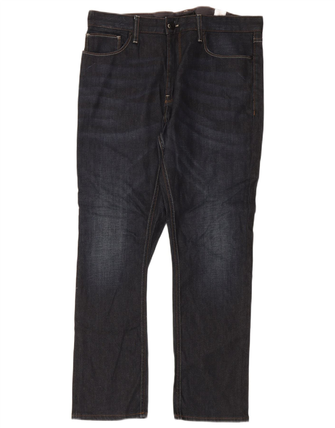 Marks & Spencer Masculino Autograph Straight Jeans W36 L29 Azul Marinho Algodão