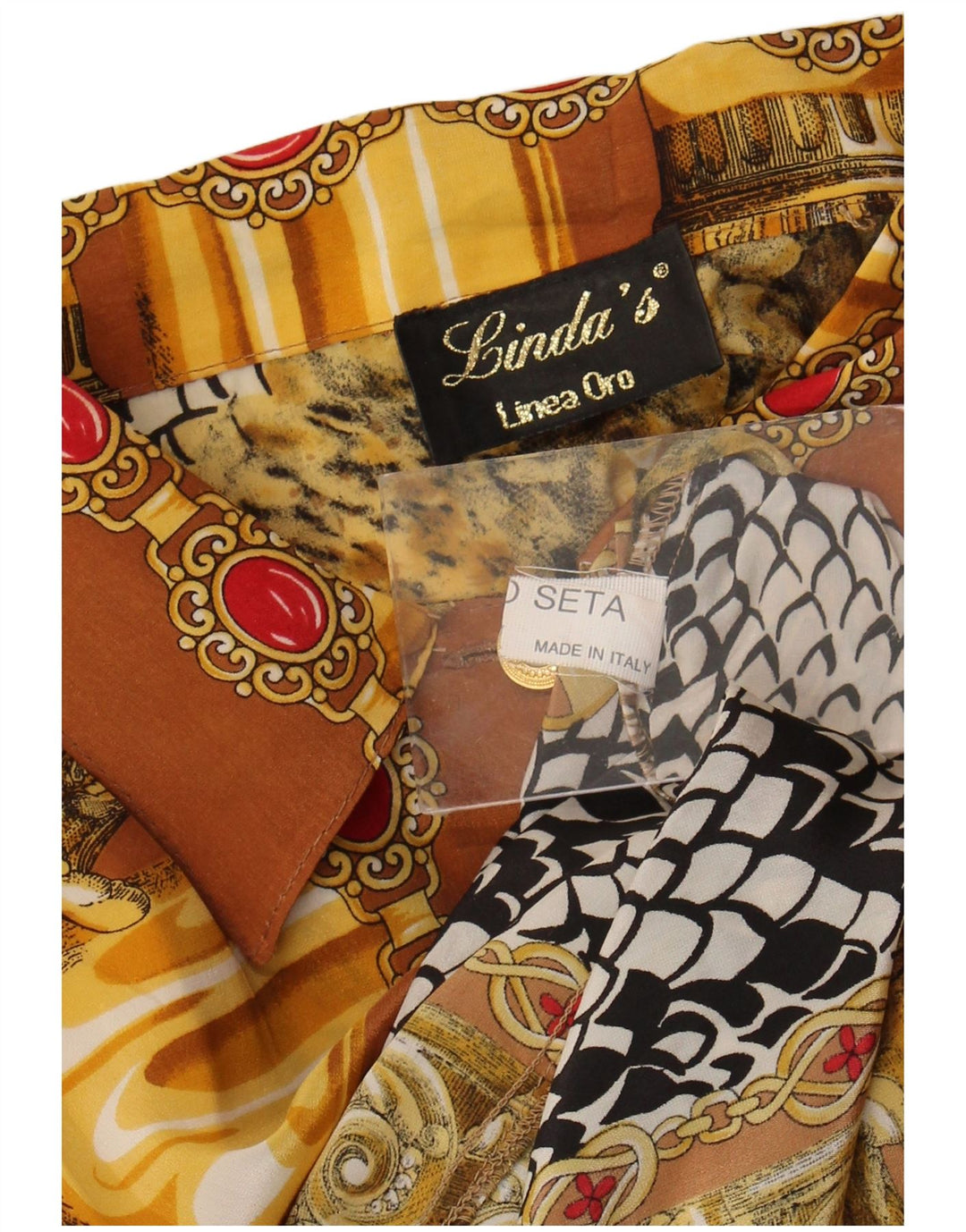 Blusa feminina com estampa abstrata Linda's Reino Unido 18 XL seda marrom