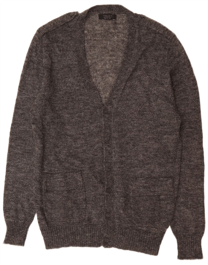 Suéter cardigã masculino Zara XL cinza manchado acrílico