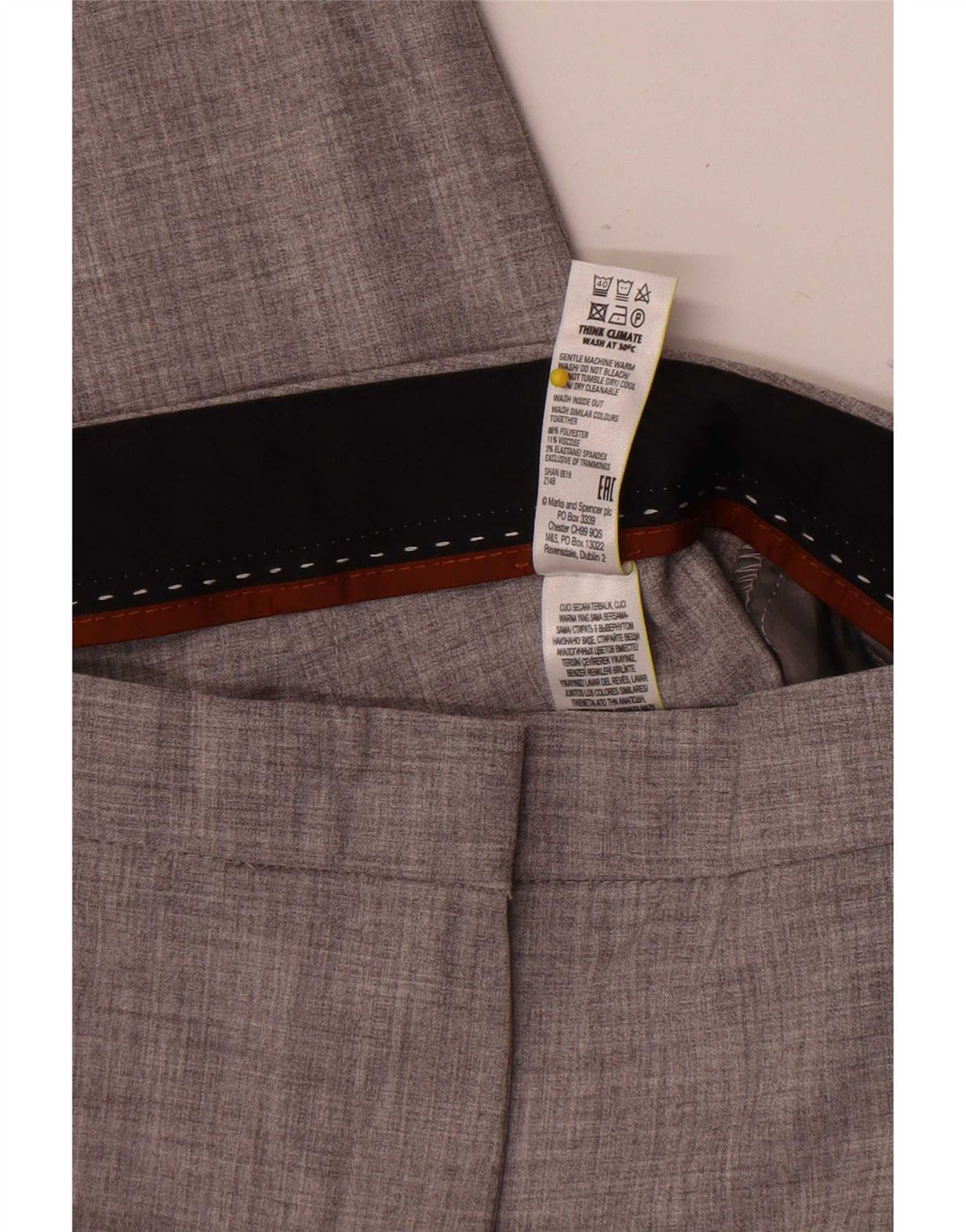 Calça feminina Marks & Spencer Reino Unido 16 grande W34 L30 cinza poliéster