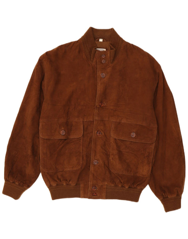 Jaqueta bomber masculina vintage de camurça IT 54 XL algodão marrom