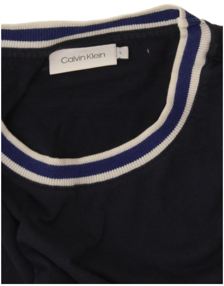 Camiseta masculina Calvin Klein grande listrada azul marinho