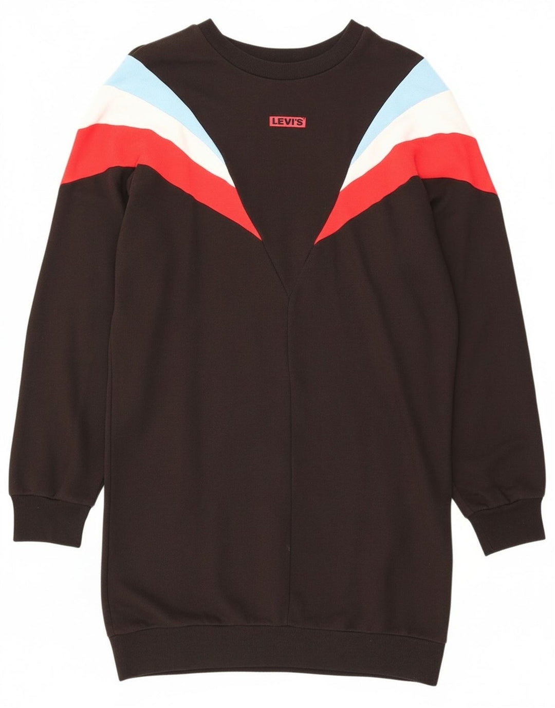 Vestido feminino Levi's de manga comprida UK 10 pequeno bloco colorido preto