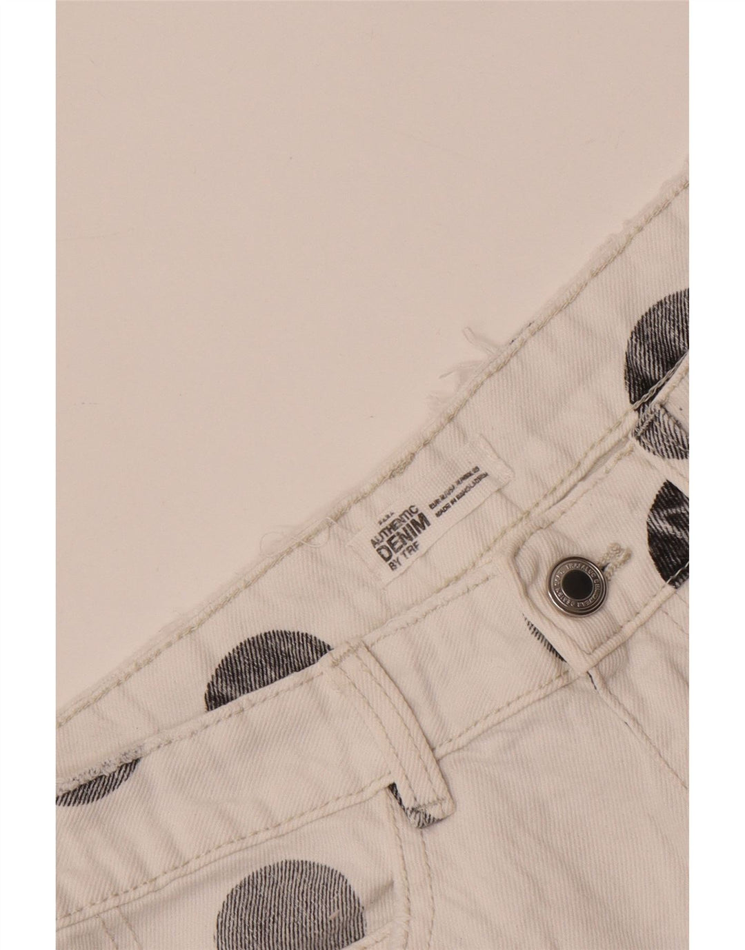 Zara Mini saia jeans Trafaluc feminina média W28 bolinhas brancas