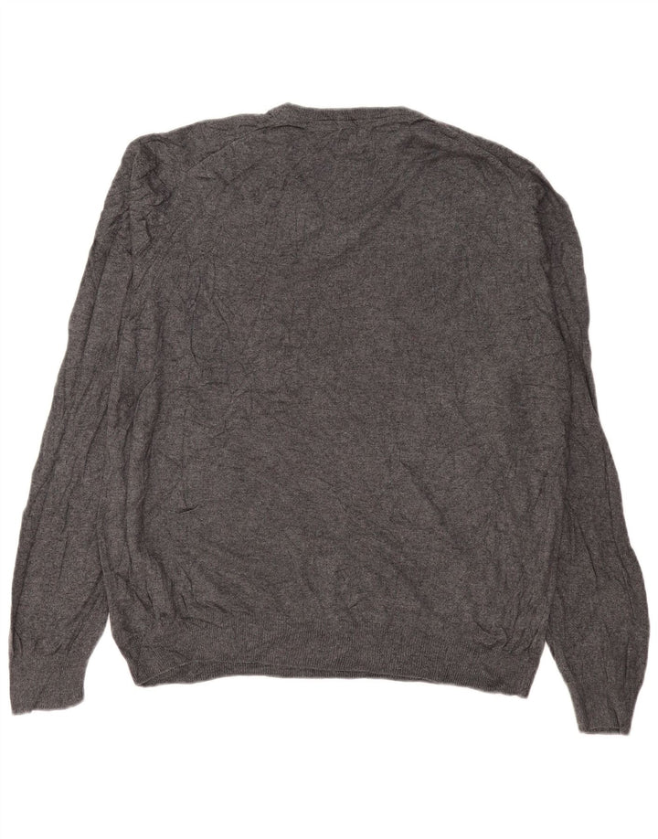 Suéter masculino Marks & Spencer com decote em V grande algodão cinza