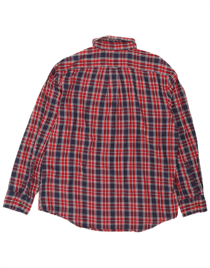 Camisa masculina de flanela Izod grande algodão xadrez azul marinho
