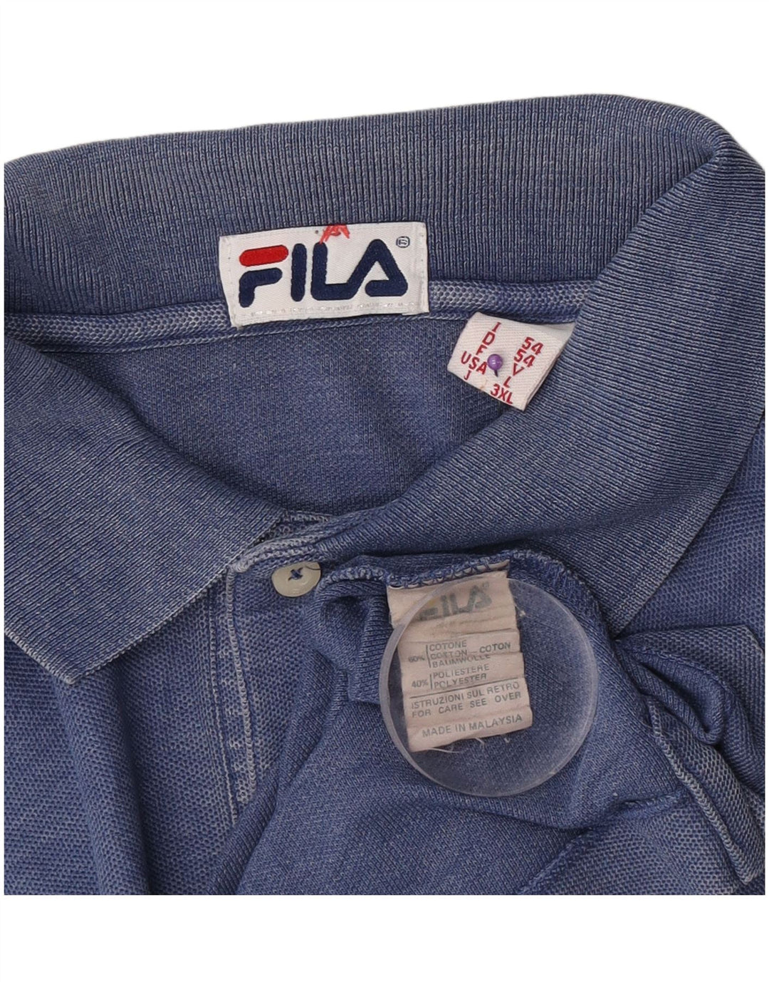 Camisa polo masculina Fila IT 54 XL azul marinho algodão