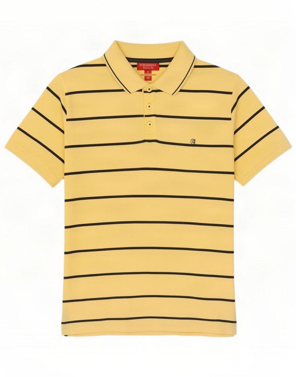 Camisa polo masculina Carrera algodão listrado amarelo médio