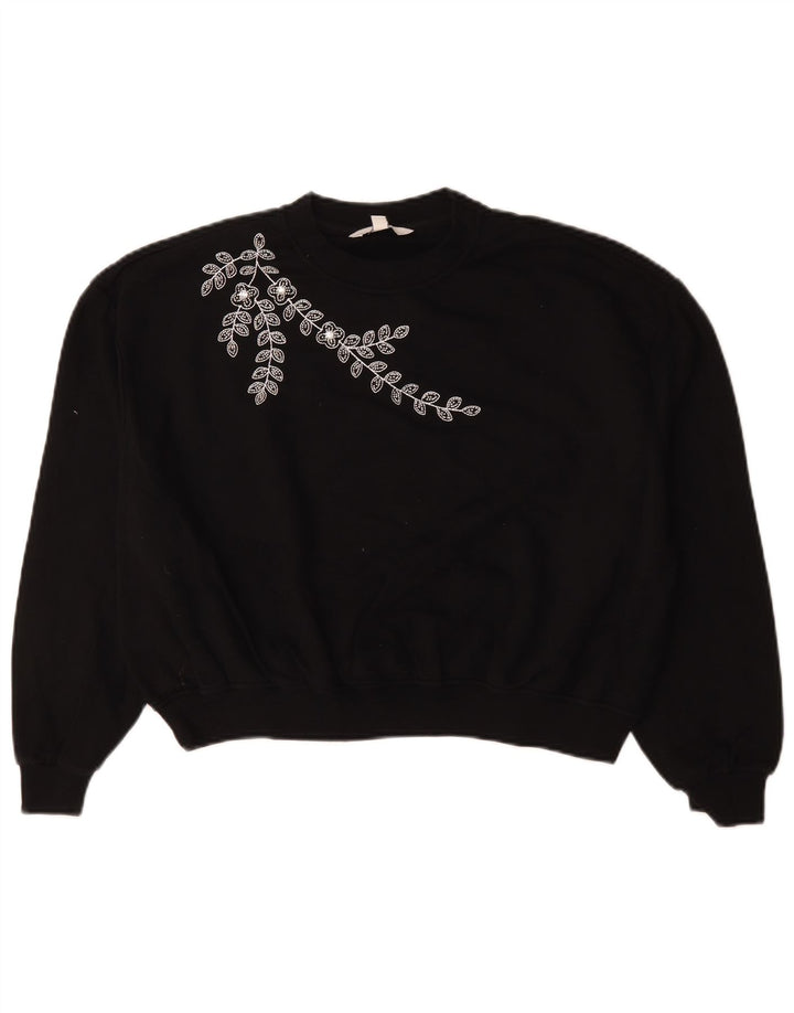 Suéter feminino grande Marks & Spencer UK 10 pequeno floral preto