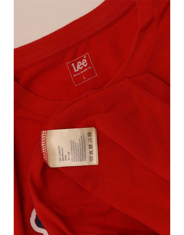 Camiseta masculina Lee com estampa gráfica grande de algodão vermelho
