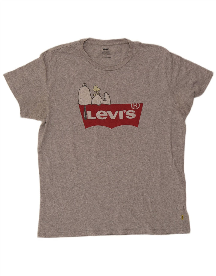 Camiseta masculina Levi's Peanuts Graphic grande algodão manchado cinza