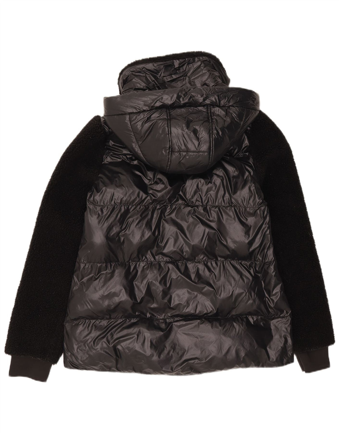 Jaqueta acolchoada com capuz feminino Michael Kors Reino Unido 14 nylon preto médio