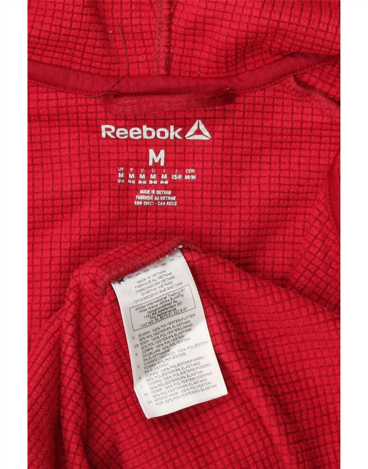 Suéter feminino com capuz e zíper REEBOK Reino Unido 12/14 poliéster vermelho médio