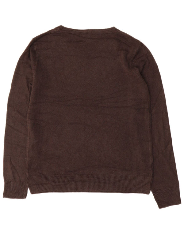 Suéter feminino Marks & Spencer com gola canoa Reino Unido 10 pequeno acrílico marrom