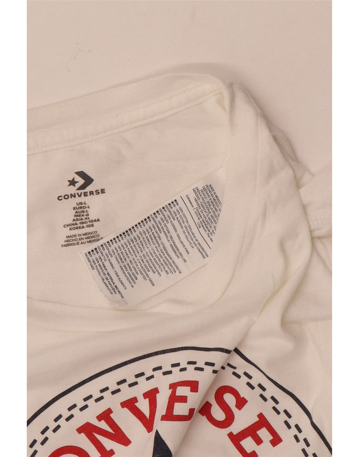 Converse Mens Graphic T-Shirt Top Grande Algodão Branco