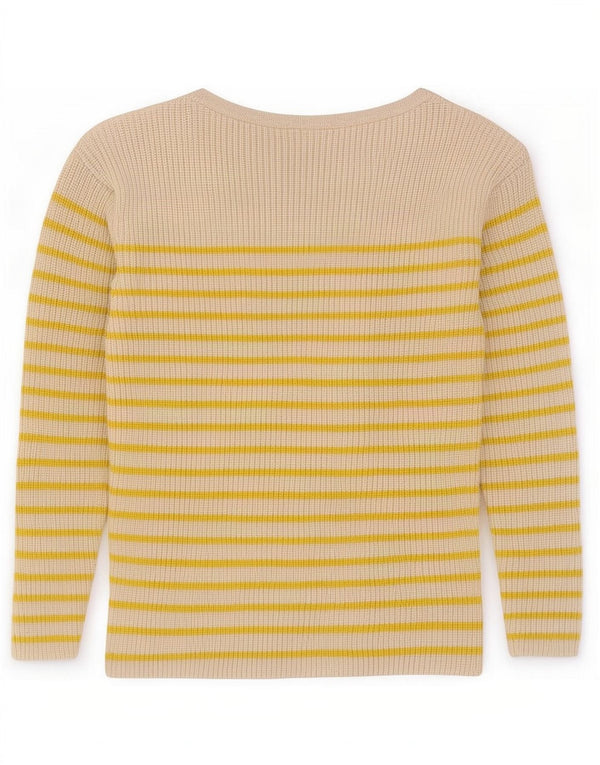 Gap Womens Boat Neck Jumper Sweater UK 6 XS Yellow Striped Nylon