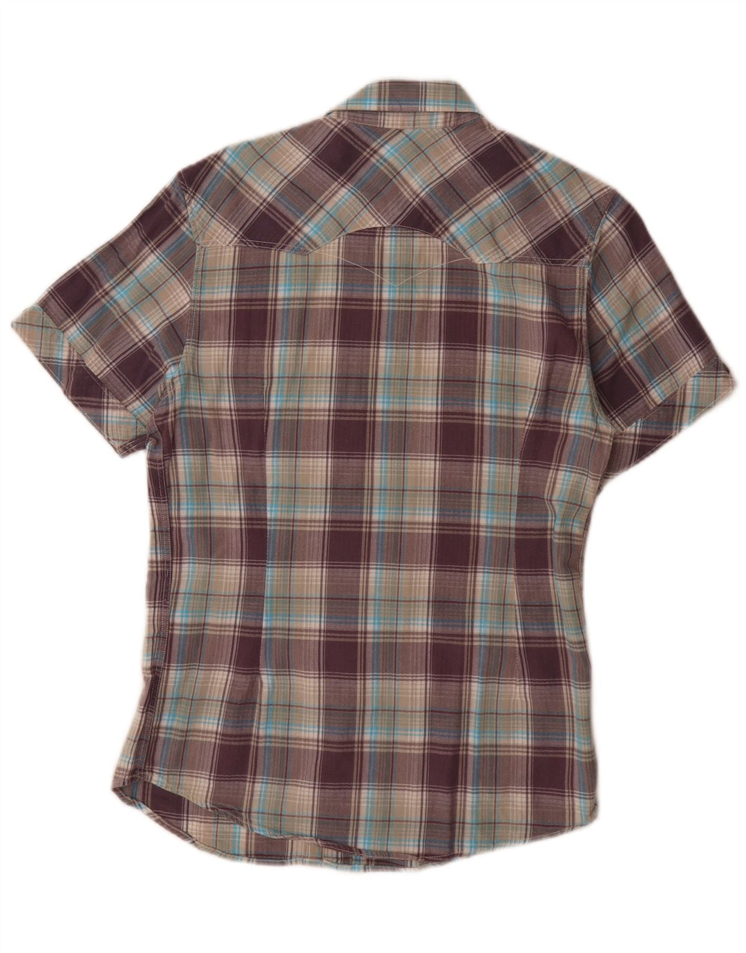 Camisa masculina de manga curta Levi's pequena xadrez multicolorida de algodão