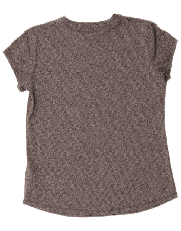 Puma Camiseta feminina gráfica Top UK 14 Poliéster manchado cinza médio