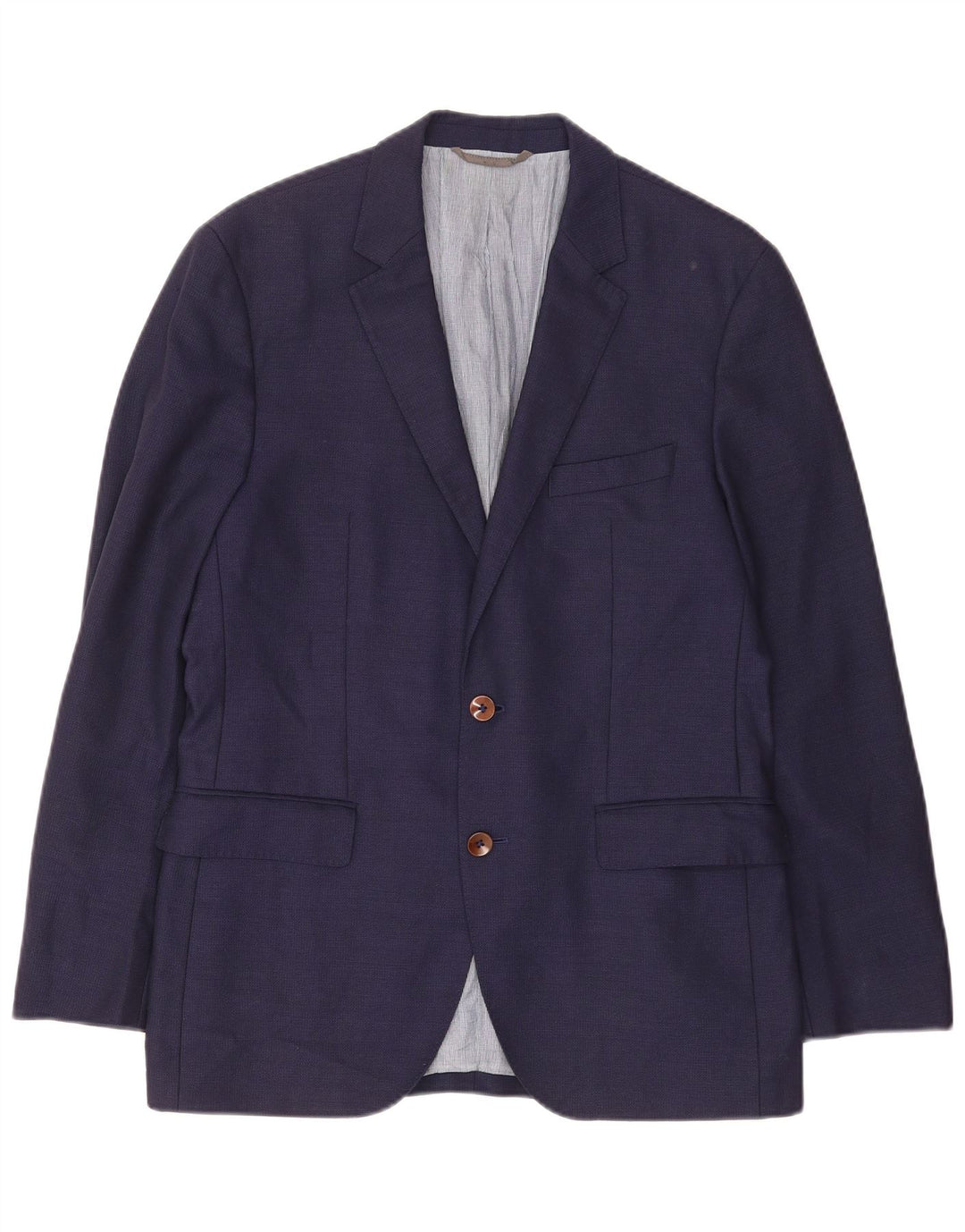 Jaqueta Blazer Masculina Hugo Boss com 2 Botões EU 48 Lã Virgem Azul Marinho Médio