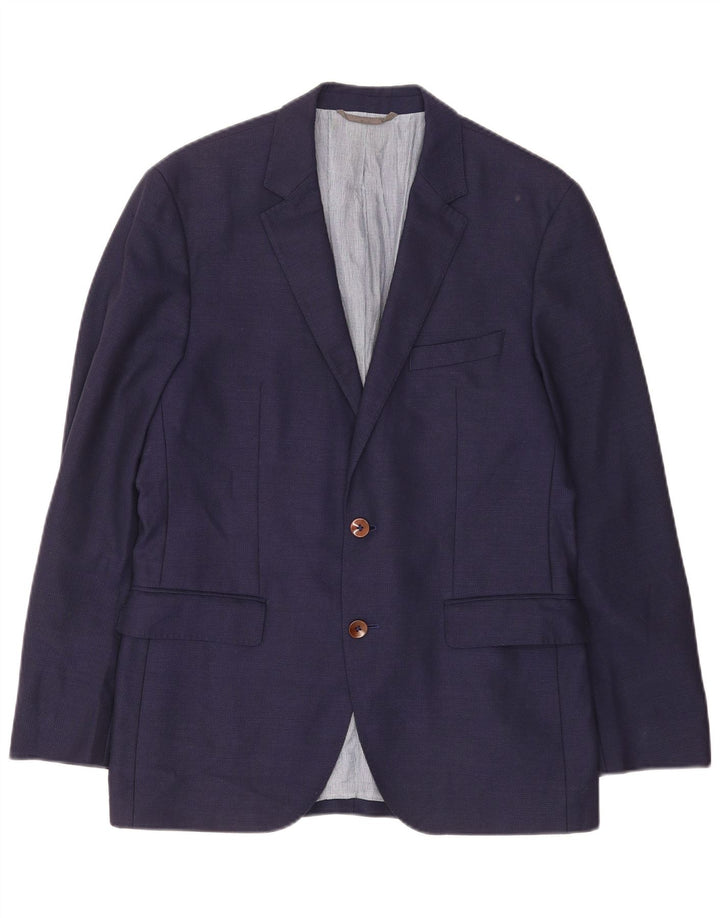 Jaqueta Blazer Masculina Hugo Boss com 2 Botões EU 48 Lã Virgem Azul Marinho Médio