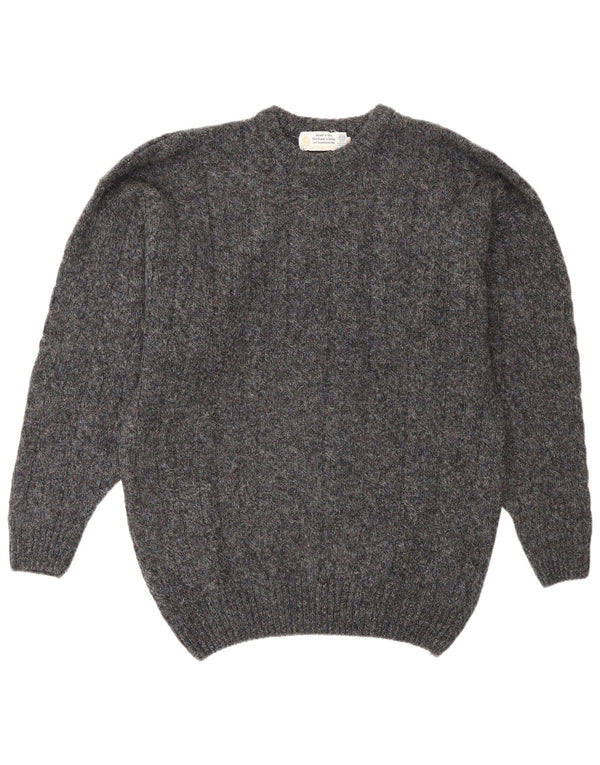 Suéter masculino vintage com gola redonda IT 48 lã cinza médio