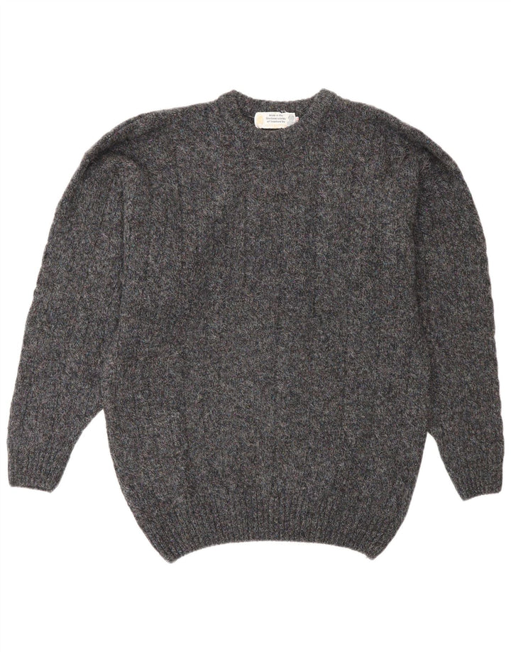 Suéter masculino vintage com gola redonda IT 48 lã cinza médio