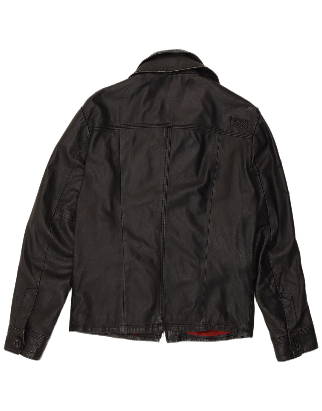 Jaqueta de couro militar masculina Superdry UK 38 couro preto médio