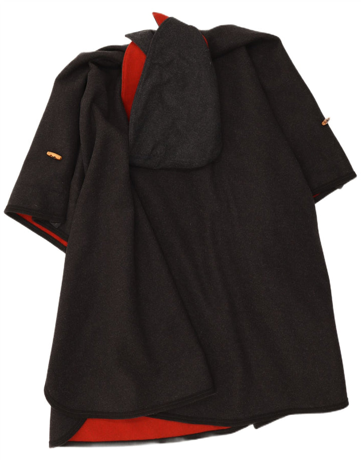 Casaco feminino vintage com capuz, tamanho único, cinza