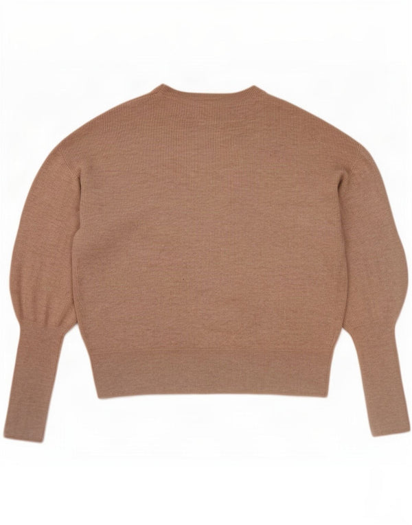 Suéter feminino Marks & Spencer com decote em V Reino Unido 10 pequeno bege viscose