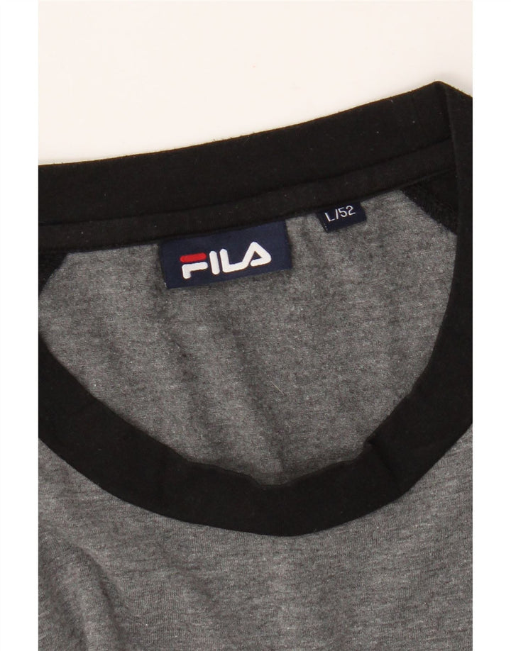 Fila Mens Gráfico Top Manga Longa IT 52 Grande Cinza