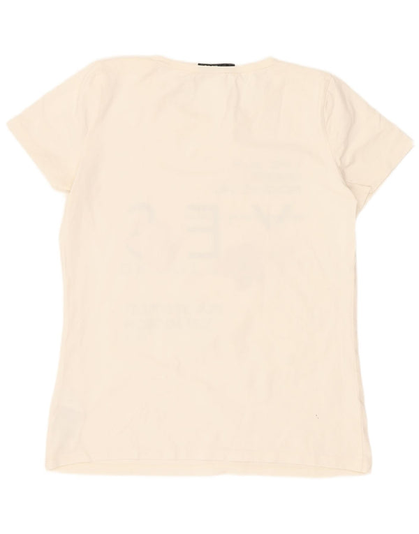 Camiseta feminina Liu Jo com estampa gráfica Top IT 44 médio off white algodão