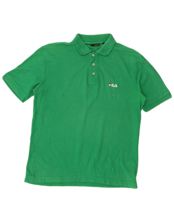 Camisa polo masculina Fila pequena algodão verde