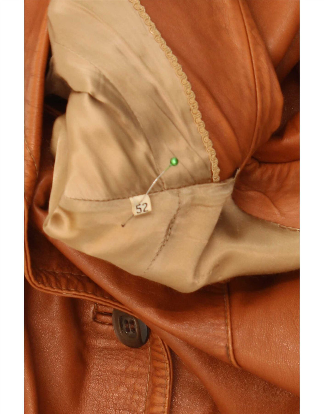 Casaco de couro feminino vintage IT 52 2XL marrom