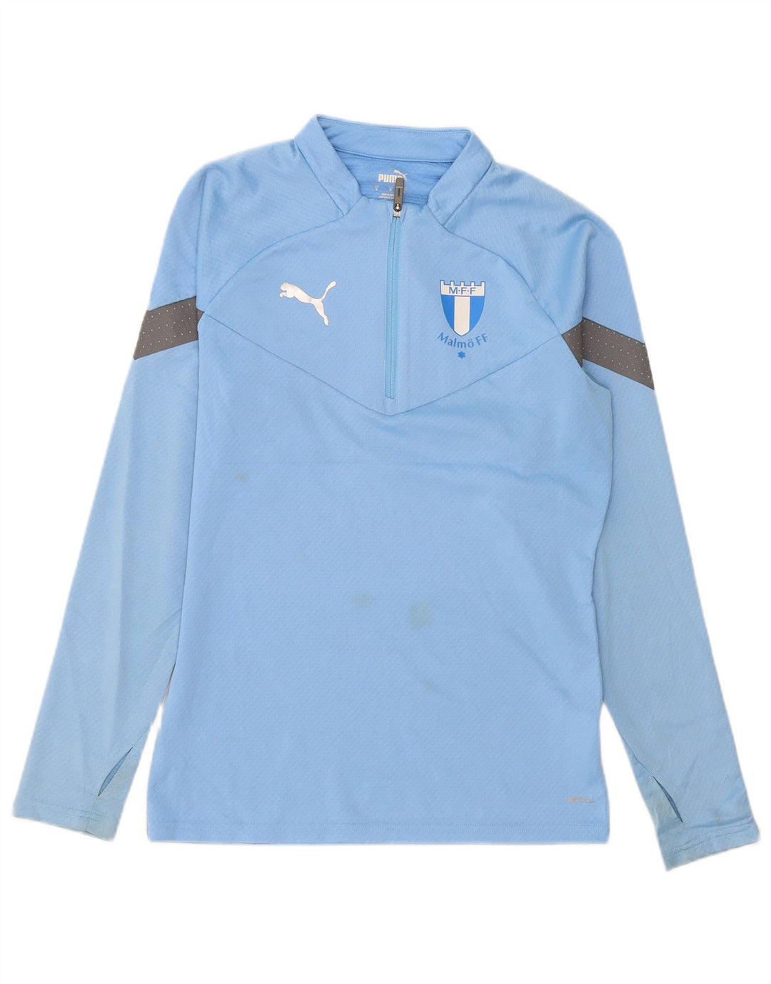 Puma Mens Zip Neck Pulôver Treino Top Pequeno Azul Colorblock Poliéster