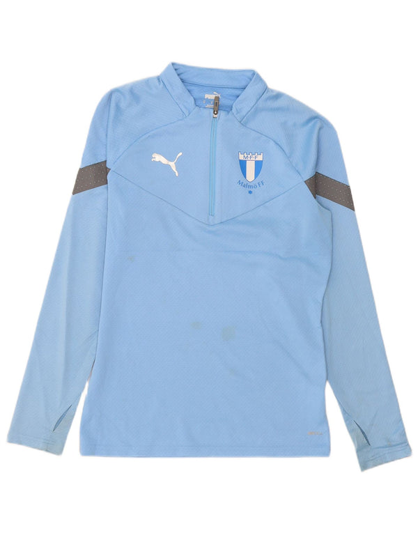 Puma Mens Zip Neck Pulôver Treino Top Pequeno Azul Colorblock Poliéster
