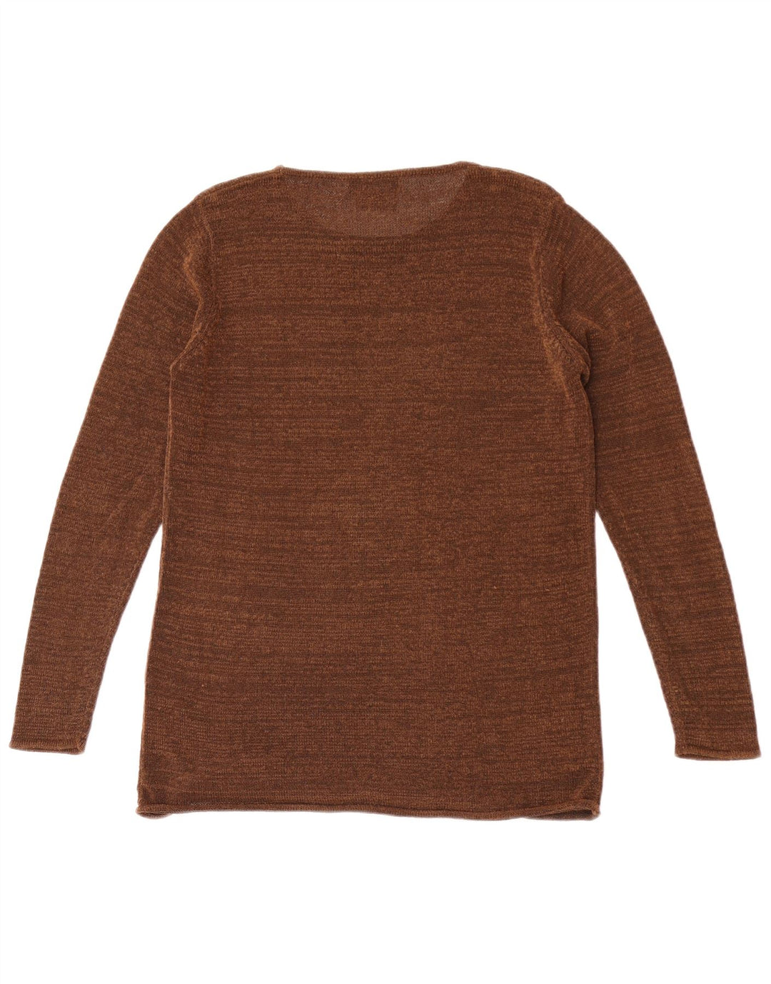 Top de malha feminino Zara manga comprida Reino Unido 12 rayon manchado marrom médio