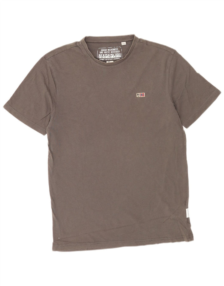 Camiseta masculina Napapijri de algodão cinza pequeno