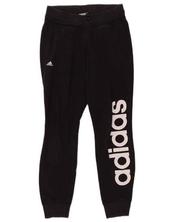 Adidas Womens Graphic Tracksuit Calças Joggers UK 4/6 XS Algodão Preto