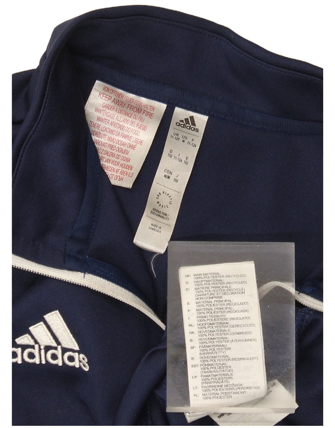 Adidas Meninos Aeroready Zip Neck Pullover Treino Top 11-12 Anos Azul Marinho