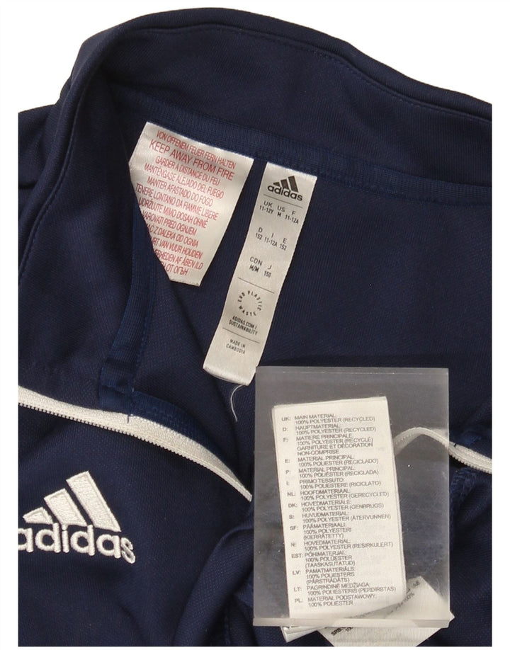Adidas Meninos Aeroready Zip Neck Pullover Treino Top 11-12 Anos Azul Marinho