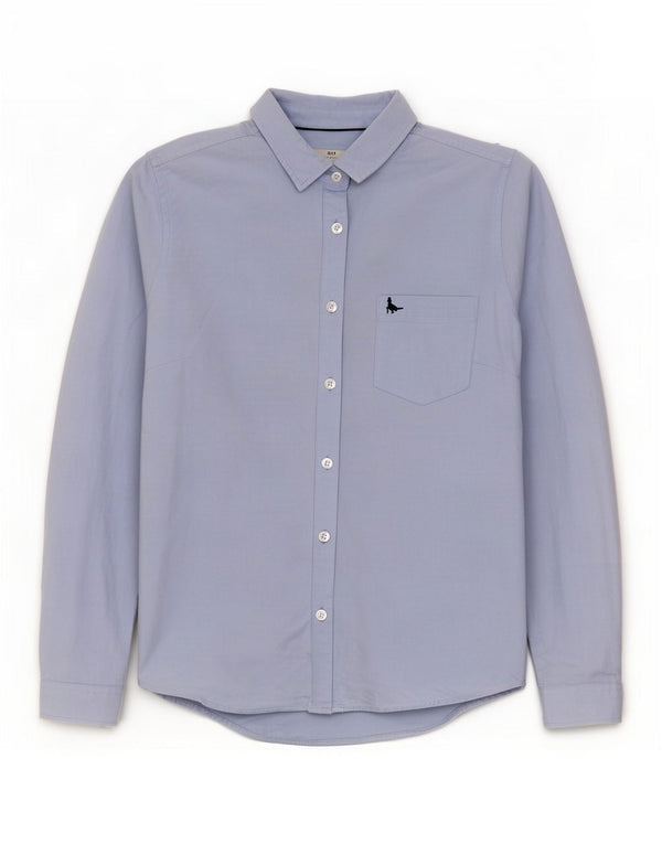 Camisa feminina Jack Wills Classic Fit Reino Unido 10 algodão azul pequeno