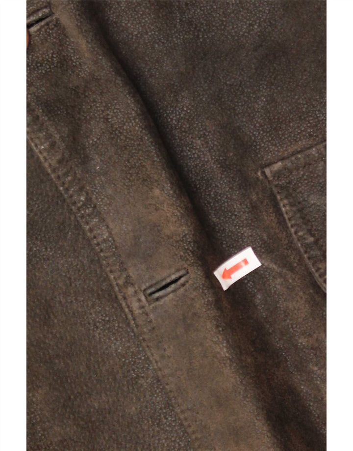 Jaqueta blazer masculina vintage de couro com 3 botões IT 52 XL marrom