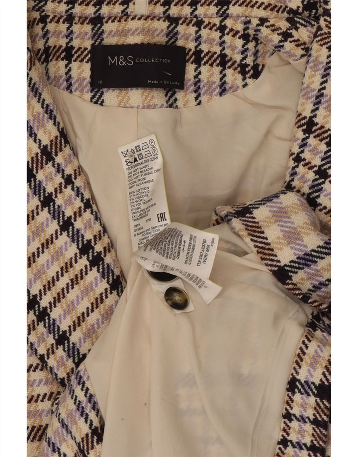 Blazer feminino Marks & Spencer UK 10 pequeno xadrez multicolorido